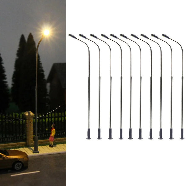 H0 model railway street lamps 1:87 (10 pieces)