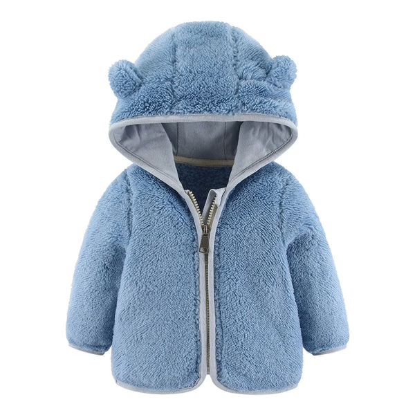 Flauschige Baby Winterjacke mit Bärenohren