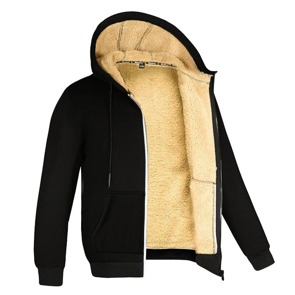 Gefütterter Herren Lamm Zipper Hoodie