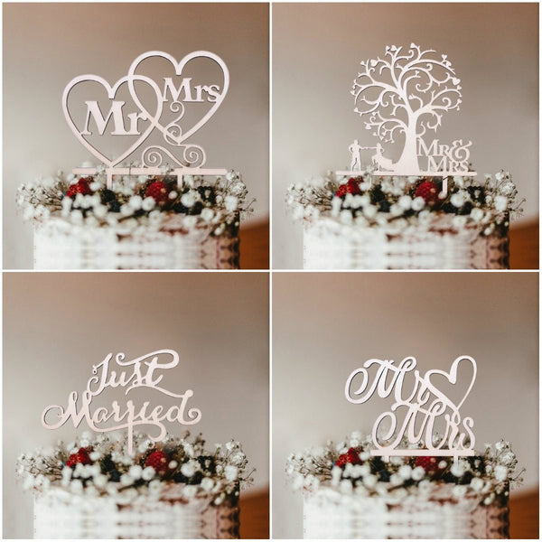 Wooden wedding cake topper