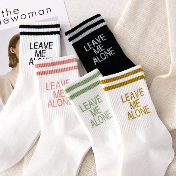 Funny "Leave Me Alone" tennis socks