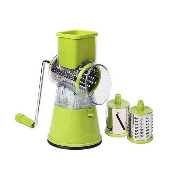 Hand crank vegetable cutter with 3 attachments