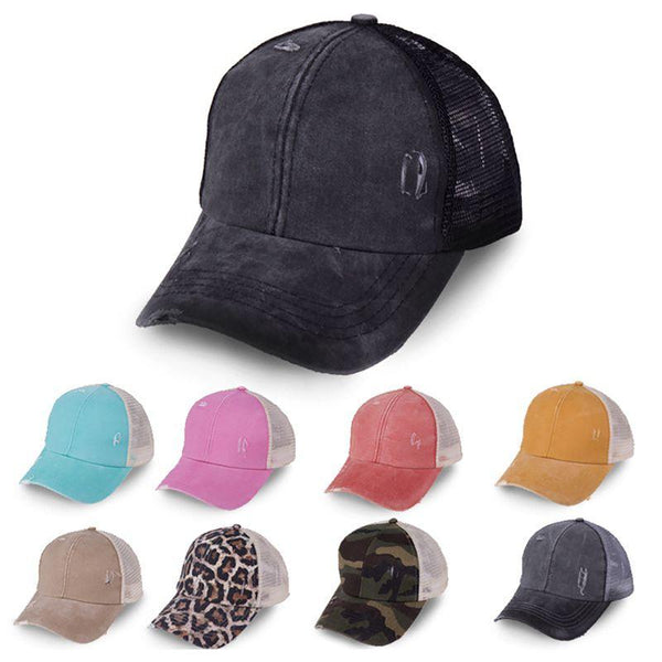 Mesh cross ponytail baseball cap