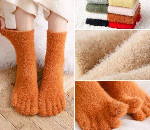 Fluffy women's winter toe socks