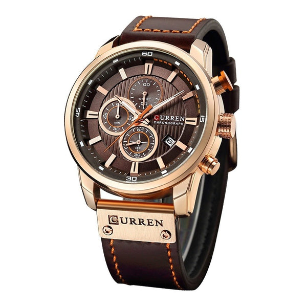 Herren Armbanduhr Chronograph mit Lederarmband