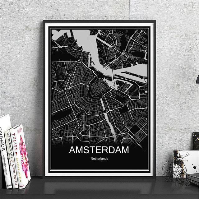  AMSTERDAM / 40x60cm Leinwand City Map München Öl Painting